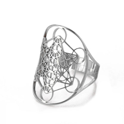 Cooltime Archangel Metatron Rings Cube Stainless Steel for Women Men Salomon Jewelry Secret Geometry Finger Accessories Amulet