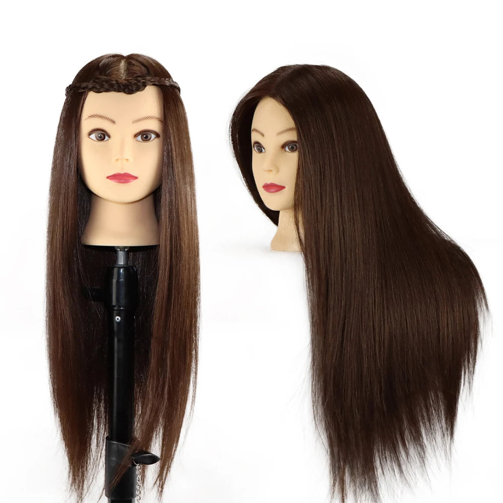 Cosmetology Mannequin Head With 25” 80% Real Hair For Braiding Hair Styling Training Head With Gift Hairdressing Salon Display