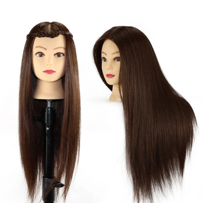 Cosmetology Mannequin Head With 25” 80% Real Hair For Braiding Hair Styling Training Head With Gift Hairdressing Salon Display