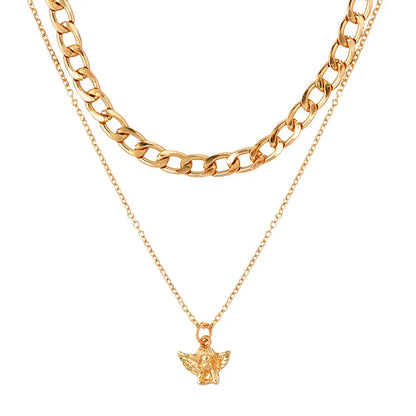 New Multi Layer Butterfly Dragon Charms Crystal Necklaces For Women Punk Golden Angel Letter Clavicle Chain Hiphop Gifts Jewelry