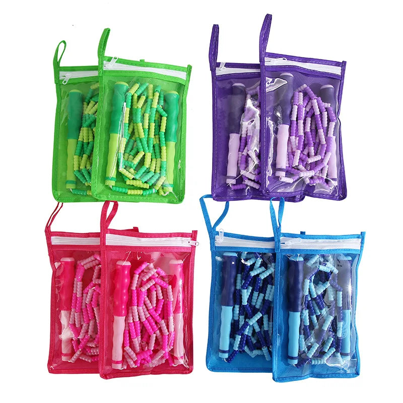 Tangle-Free Segmented Beaded Jump Rope For Kids Fitness Skipping Rope For Men and Women Adjustable Length Weight Loss