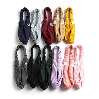 Fashion Women Hair Accessories Masks Anti-leather Button Hair Band Sports Yoga Elastic Cross Solid Color Knitted Headband Fema