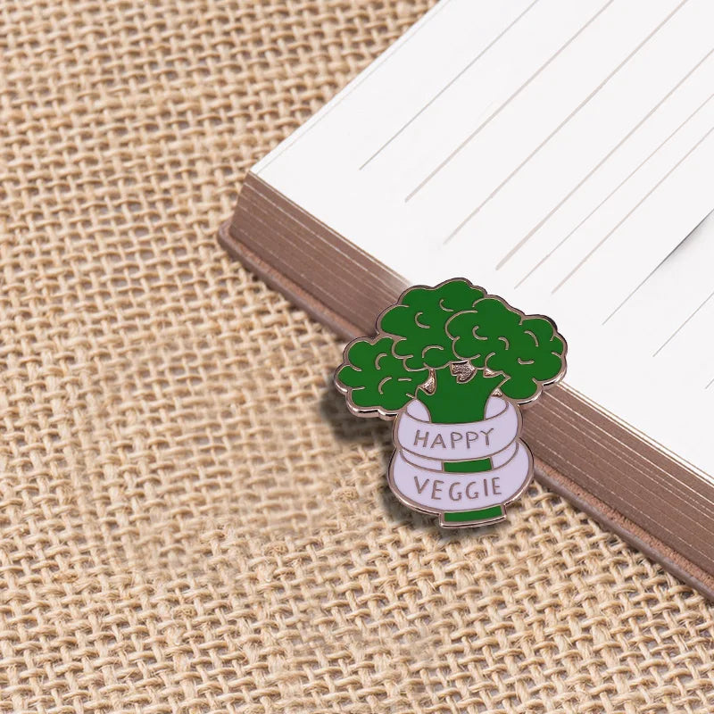 Vegan Enamel Pin Hamburger Broccoli Carrot Pussy Vegetarian Vegetables Badge Cartoon Brooch