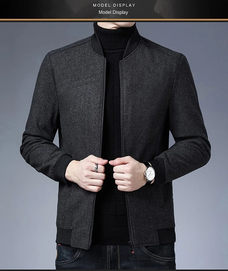 New Brand Casual Fashion Baseball Collar Autumn Winter Mens Coat 2025 Men Clothing Fashion Jacket Solid Classic Windbreaker