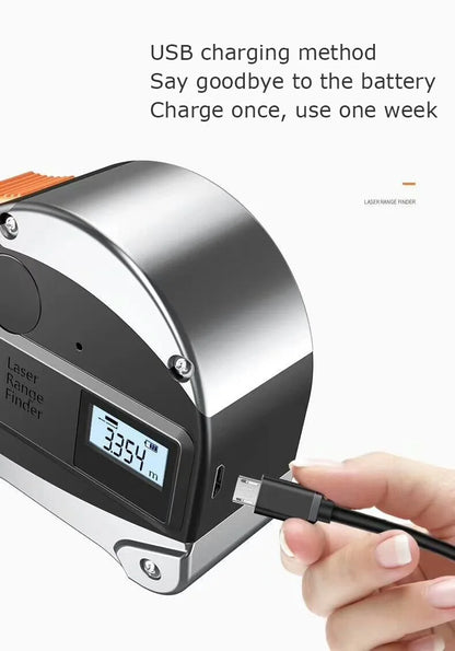 40M Laser Measuring Tape with Battery Retractable Digital Electronic Tape Measure Multi Angle Measuring Tool