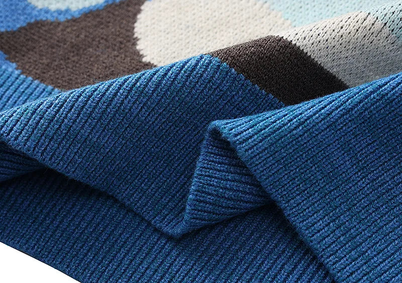 Oversized Sweater Women 2025 Fashion Rainbow Striped Embroidered Letters Knitted Pullovers Loose Casual Streetwear Tops C-119