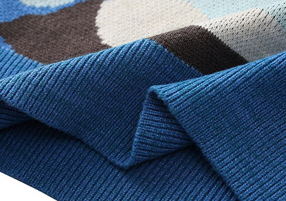 Oversized Sweater Women 2025 Fashion Rainbow Striped Embroidered Letters Knitted Pullovers Loose Casual Streetwear Tops C-119