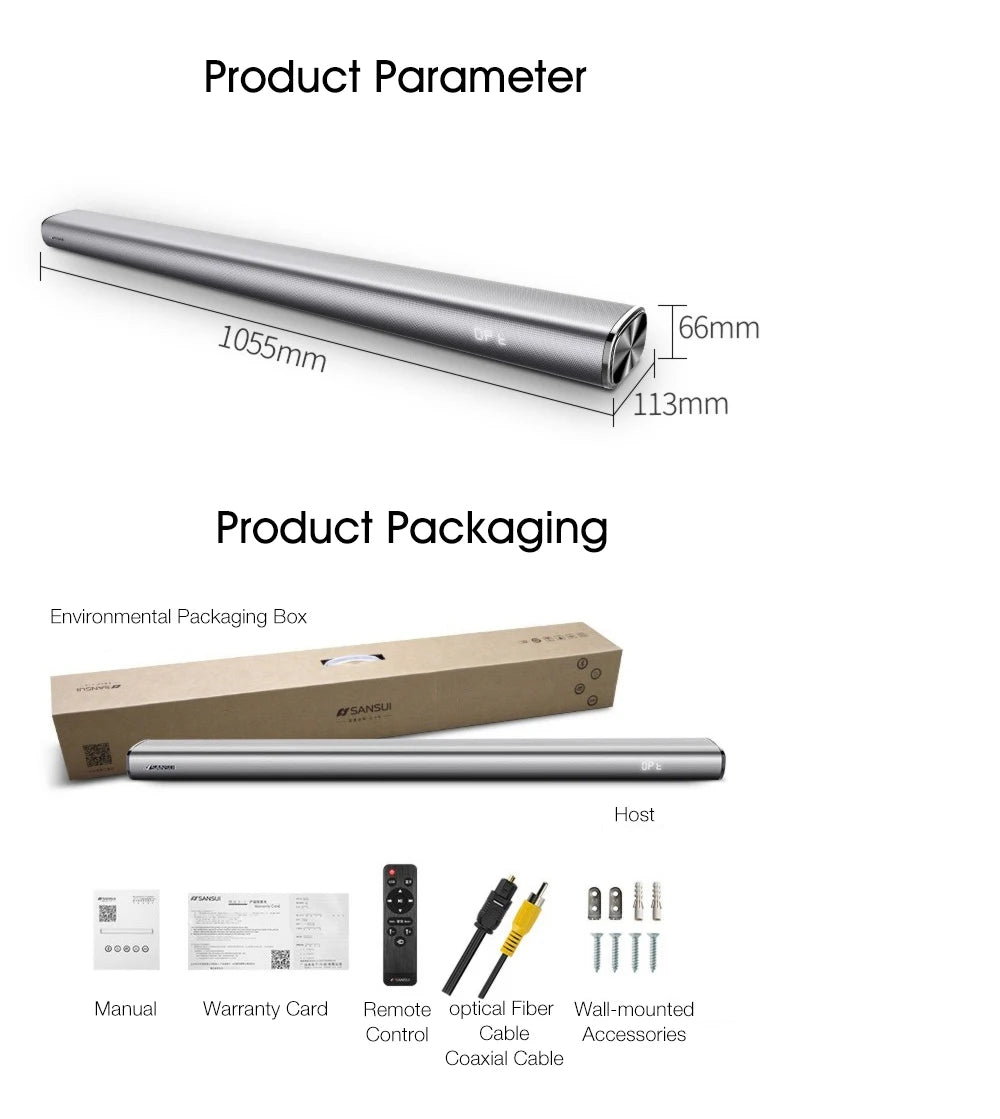 Soundbar Home Theater TV Audio 5.1 Bluetooth Dsektop Speakers 80W High Power Living Room Wall Mounted Remote Control Fully