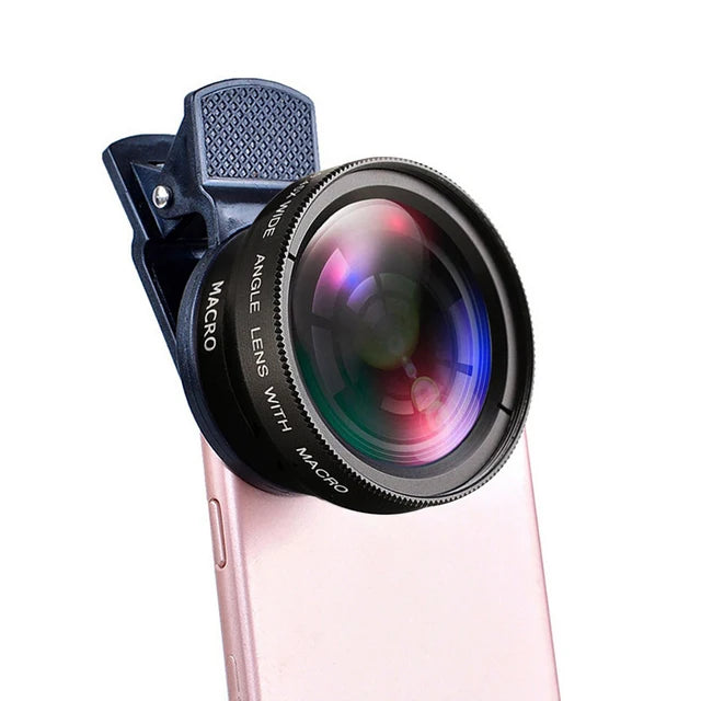 2 Functions Mobile Phone Lens 0.45X Wide Angle Len & 12.5X Macro HD Camera Lens Universal For iPhone Android Phone Smartphone
