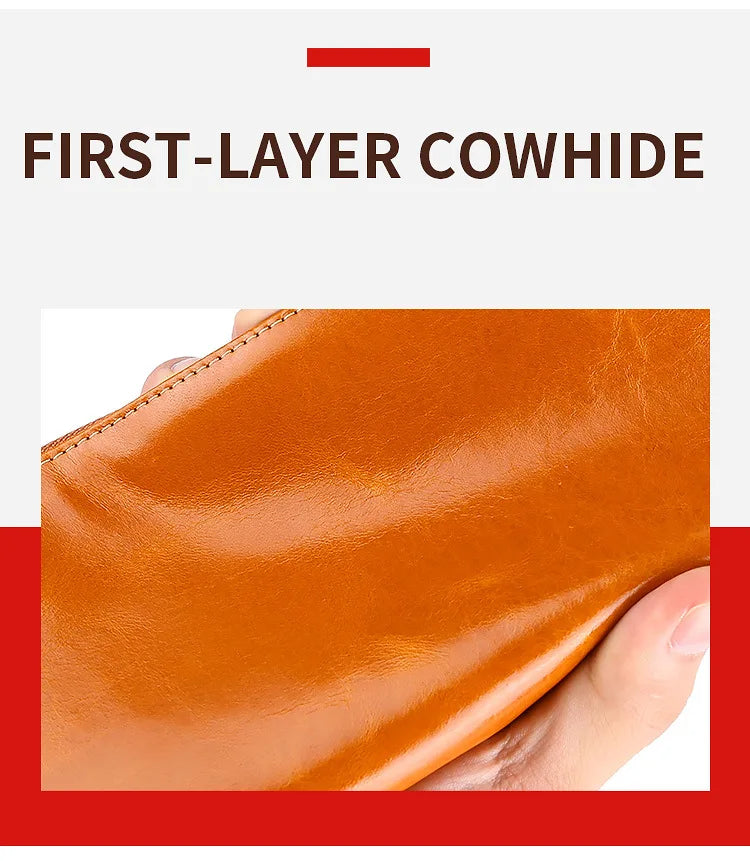 RFID Blocking 100% Genuine Leather Women Wallet Long Lady Purse Brand Design Luxury Bag Oil Wax Card Holder Female Coin Clips