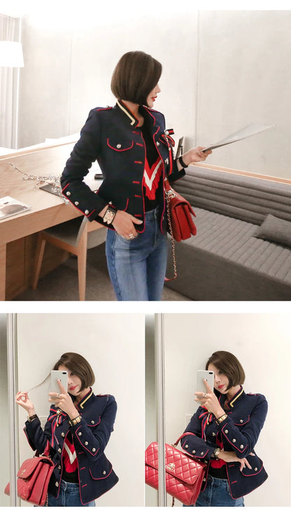 Korean Elegant Office Women Jacket Chic Temperament Formal Vintage Single Breasted Slim Coat Suit Outerwear Blazer Spring Autumn