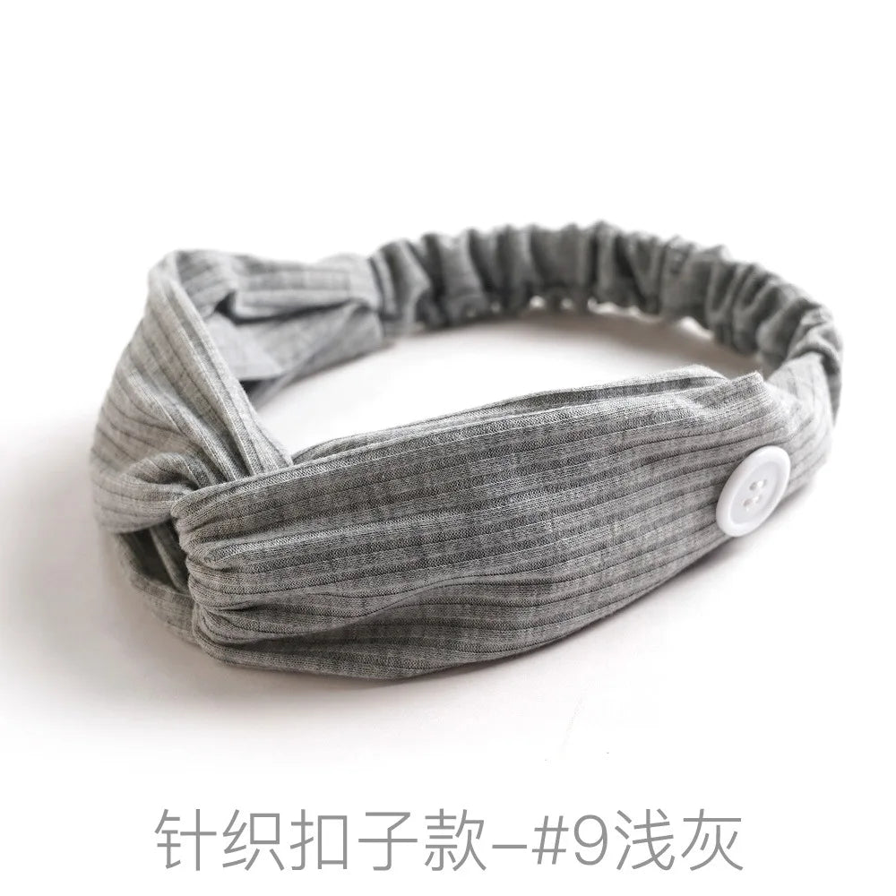 Fashion Women Hair Accessories Masks Anti-leather Button Hair Band Sports Yoga Elastic Cross Solid Color Knitted Headband Fema