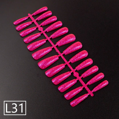 1 Set Glitter False Nail Tips Full Cover Ballerina Fake Nail Tips Press on Nail Tips Coffin