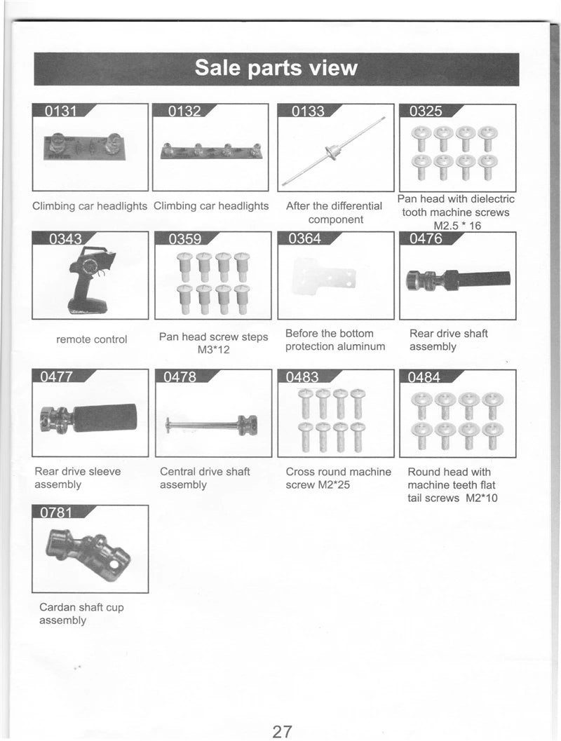12428 12427 Original Parts 0131-0484 Wltoys 12423 RC Car Spare Part 1040 Remote Control/Receiver/Differential/Rear Drive Shaft