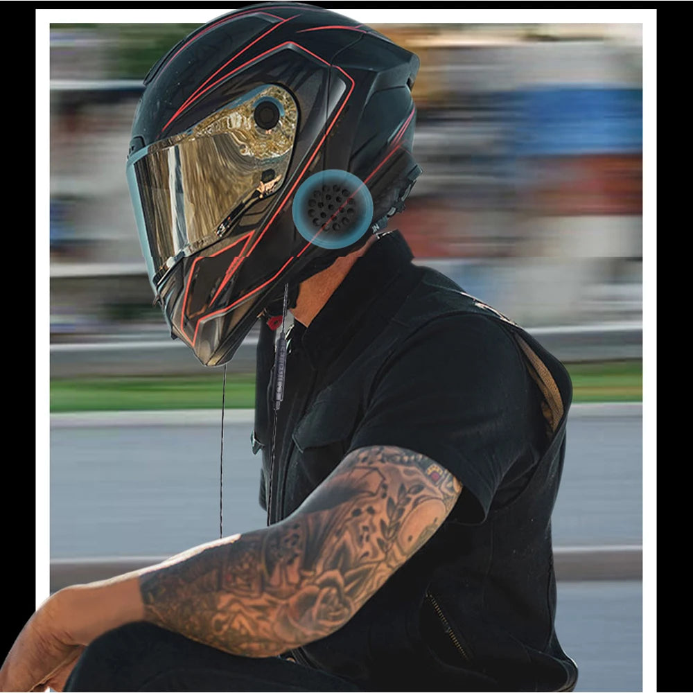 VR robot Motorcycle Helmet Headset 3.5mm Jack Wired Earphones Music Headphones with Handsfree for Motorbike Rider