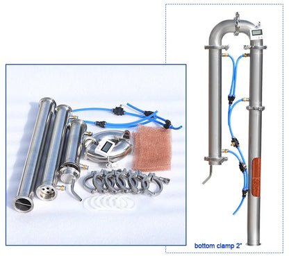 Tube distillation tower 1.5'' 2'' Distilling Column with Bottom Clamp Moonshine distiller brewing equipment with copper mesh