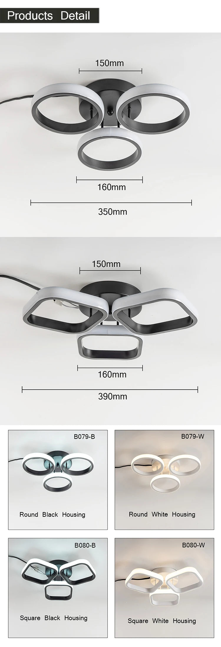 LED Ceiling Light Modern 3 Rings Ceiling Lamp for Bedroom Living Room Bathroom Entrance Corridor Ceiling Kitchen Lighting