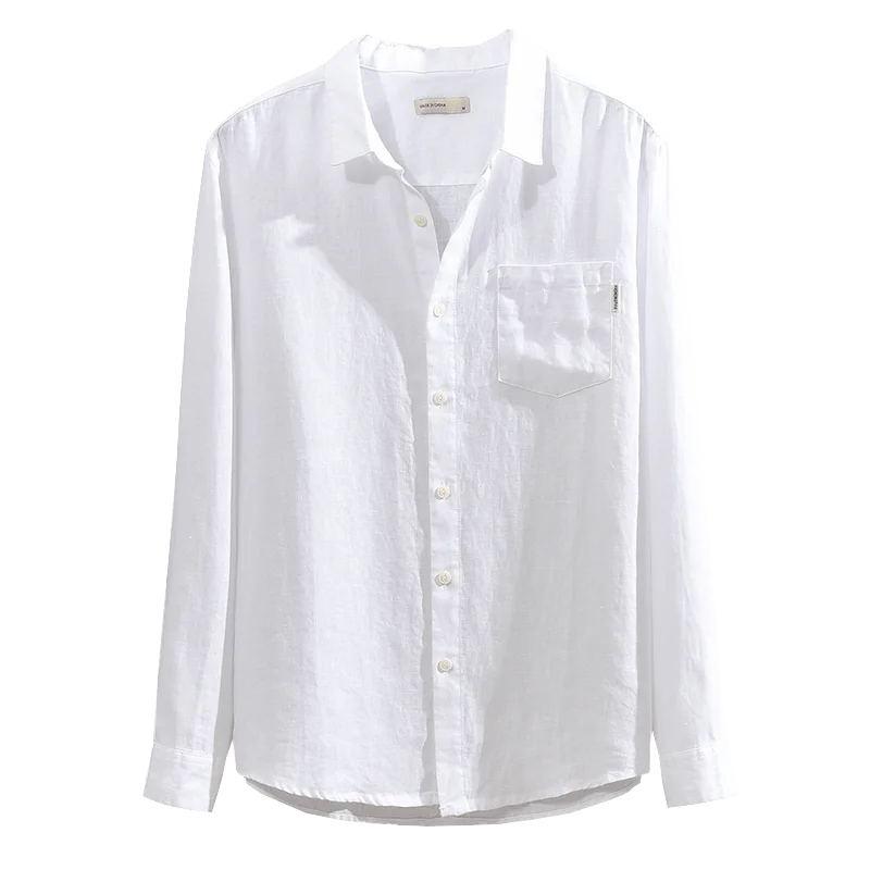 100% Linen new brand Italy casual solid shirt men fashion comfortable yellow shirts men chemise camisa tops mens clothes