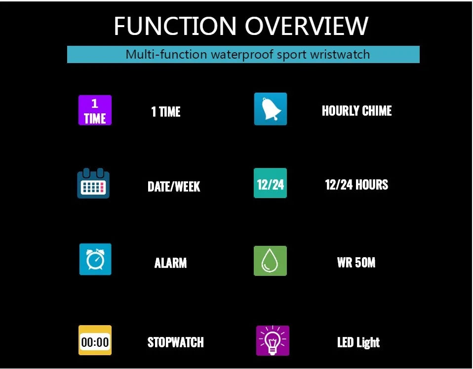 OHSEN Kids Digital Sport Watches 50M Waterproof Electronic Wristwatch Stop Watch LED Clock Children Watch For Boys Girls