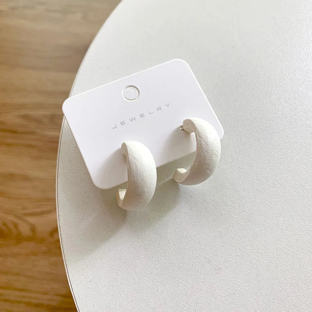 Cute Matte Wooden Earrings Geometric C-Stye Statement Vintage Big Circle Wood Ear Ring Fashion Jewelry Gift