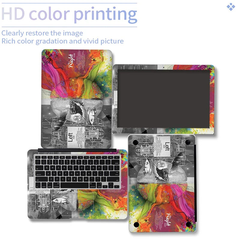 DIY Laptop Film Left and Right Brain Cover Laptop Sticker Laptop Skin 12/13/14/15/17-inch Art Decal Laptop Decoration