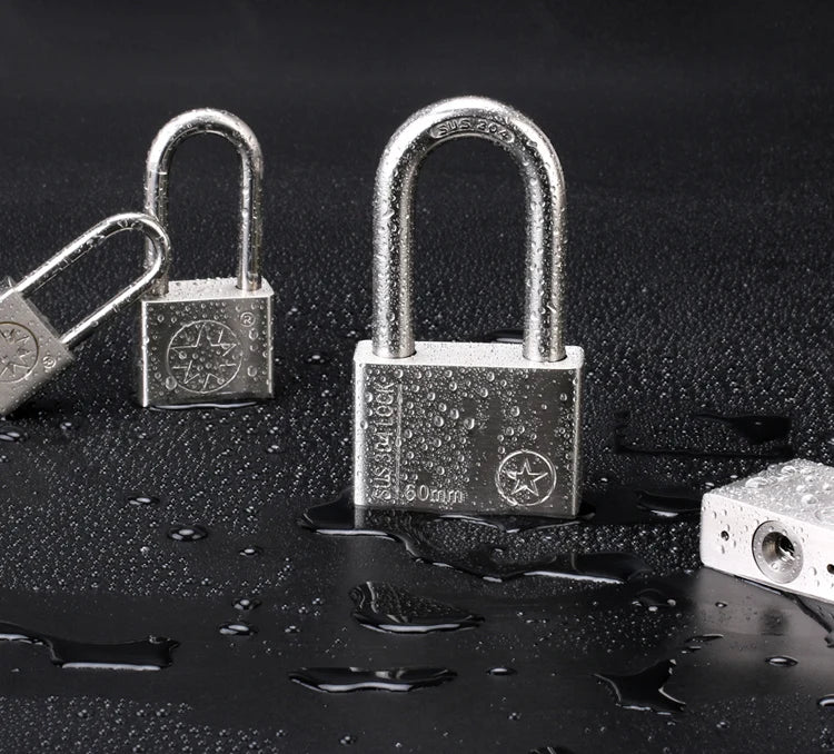 304 Stainless Steel Padlock Cabinet Outdoor Lock Head Furniture Lock Waterproof Rust-Proof Door Lock  with 4 keys