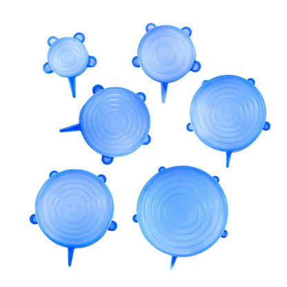 6pc Silicone Stretch Lids Pot Cover Durable Food Save Cover Heat Resisting Fits All Sizes Shapes Containers Kitchen Accessories