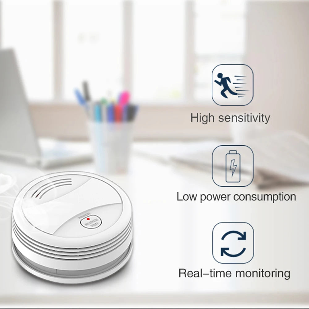 Wifi Tuya Smart Smoke Detector Sensor 80DB Alarm Fire Smoke Detector Wifi/433 Fire Protection Home Security Alarm Smart Life APP