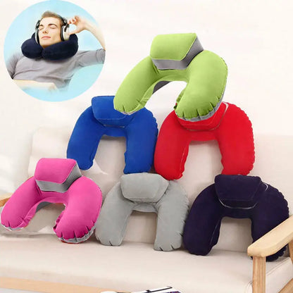Hot Inflatable Travel Neck Pillow Soft Air U Shaped Car Head Rest Support for Travel Office Nap Head Rest Cushion Neck Pillow