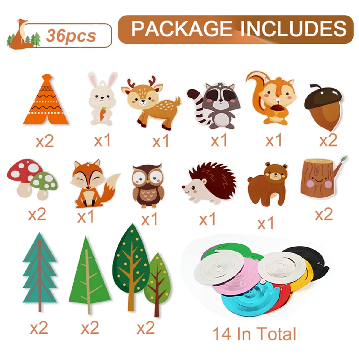 Staraise Woodland Animal Party Safari Jungle DIY Party Decor Birthday Party Decoration Kids Woodland Theme Party Baby Shower
