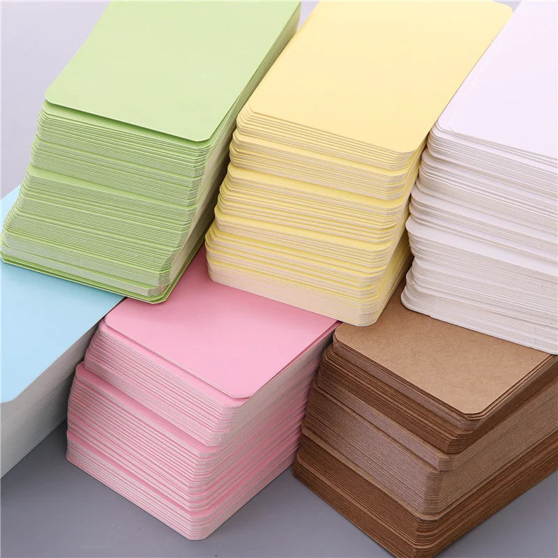 100pcs/box Kraft paper card color blank business card message thank you card writing card label bookmark learning card