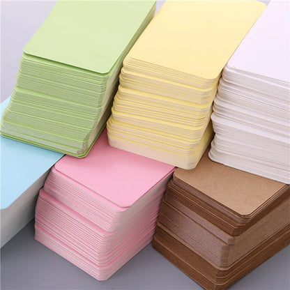 100pcs/box Kraft paper card color blank business card message thank you card writing card label bookmark learning card