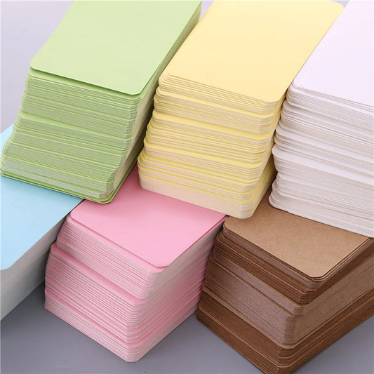 100pcs/box Kraft paper card color blank business card message thank you card writing card label bookmark learning card
