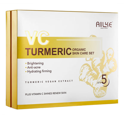AILKE Turmeric Renew Skin Care Sets Vitamin C Women Facial Organic Anti Acne Whitening Hydrating Firming Korean Face Products