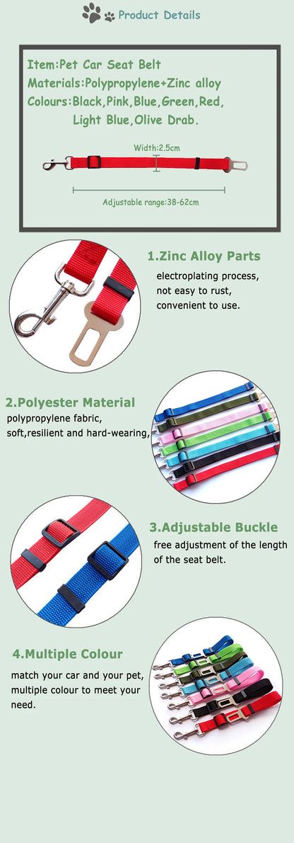 2021 New Vehicle Car Pet Dog Seat Belt Puppy Car Seatbelt Harness Lead Clip Pet Dog Supplies Safety Lever Auto Traction Products