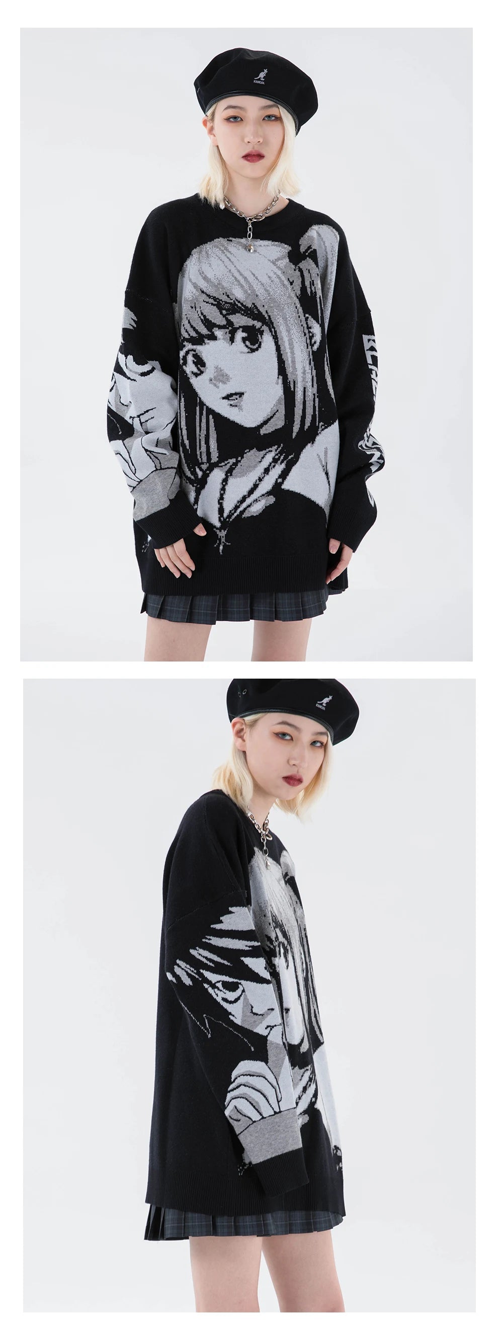 2000s Vintage Knitted Harajuku Kawaii Winter Clothes Women Oversized Sweaters Gothic Long Sleeve Tops Goth Y2k Streetwear Men