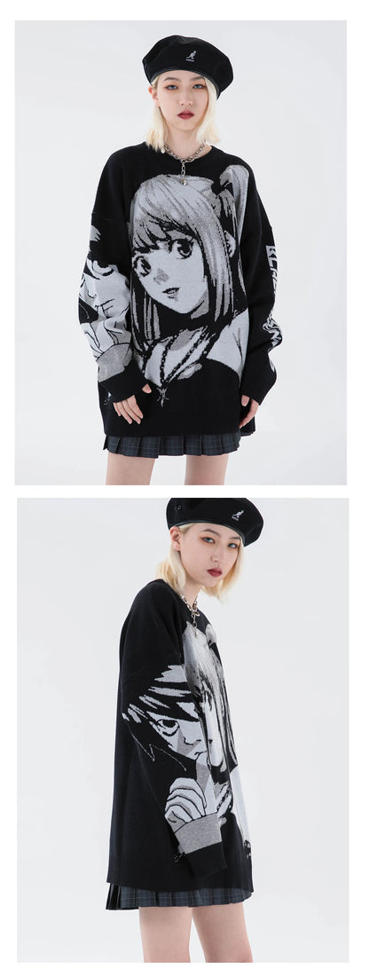 2000s Vintage Knitted Harajuku Kawaii Winter Clothes Women Oversized Sweaters Gothic Long Sleeve Tops Goth Y2k Streetwear Men