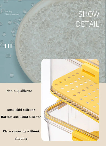 1PCS Timekeeping Kitchen Fridge Organizer Storage Box Lid Refrigerator Thickened Food Pantry Storage Drawer Box Containers Tools