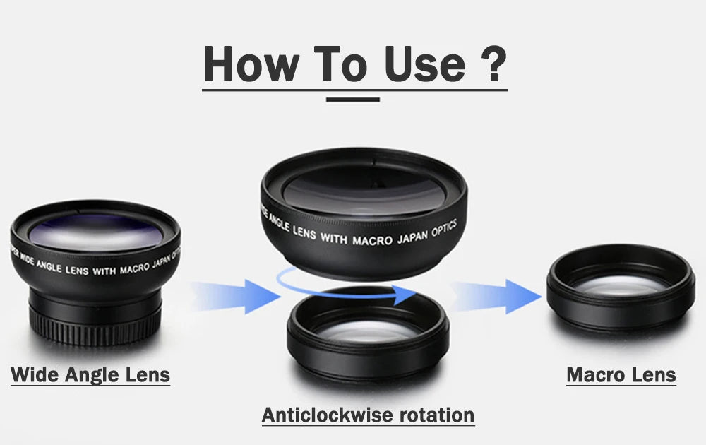 Phone Lens Kit 0.45x Super Wide Angle & 12.5x Super Macro Lens HD Camera Lentes for iPhone 12 11 Xiaomi Huawei All Cellphone