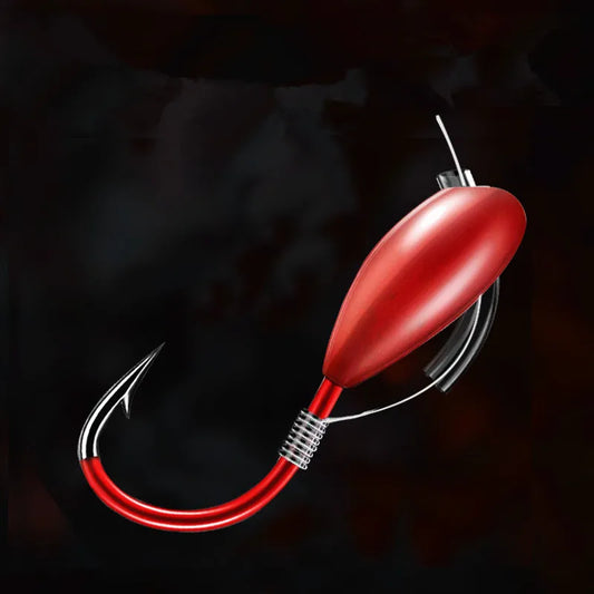 Fishing Overturned Hook 45 Degree Inclined Hole Through Traditional Barbed Hooks Red Worm Jig Head Lot 10 Pieces Sale