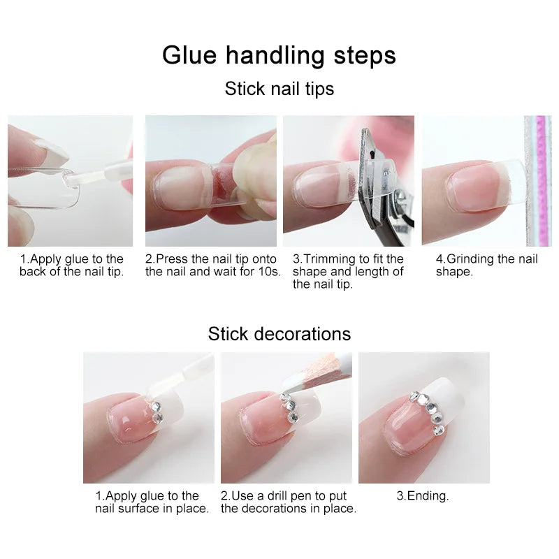 1 Bottle Fast Drying Nail Glue for False Nails 3D Rhinestone Decoration Professional Glue for Extension Manicure Adhesive Tools