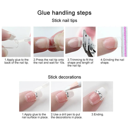 1 Bottle Fast Drying Nail Glue for False Nails 3D Rhinestone Decoration Professional Glue for Extension Manicure Adhesive Tools