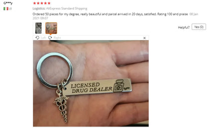 Nurse Medical Pharmacist Gift Funny Keychain Pharmacy Student School Graduation Gift Funny Licensed Drug Dealer Keychain
