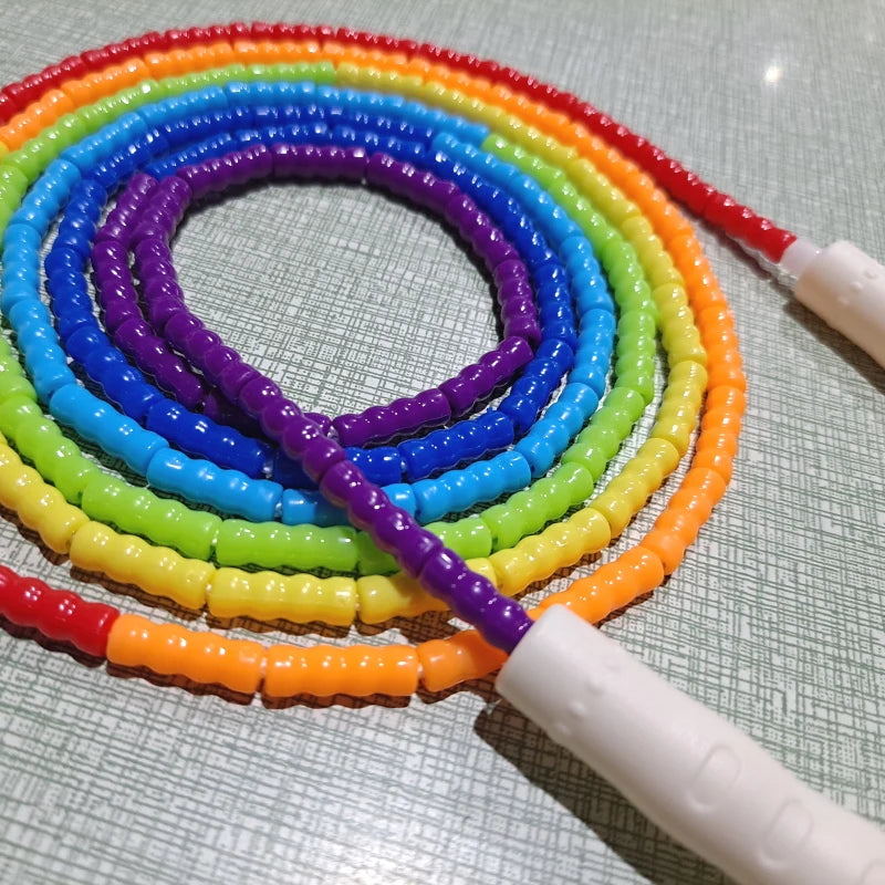 NEVERTOOLATE 2.2m 2.4m 2.6m 3m 3.6m rainbow beaded colorful soft PVC beads kids adult skipping jump rope doubledutch skip