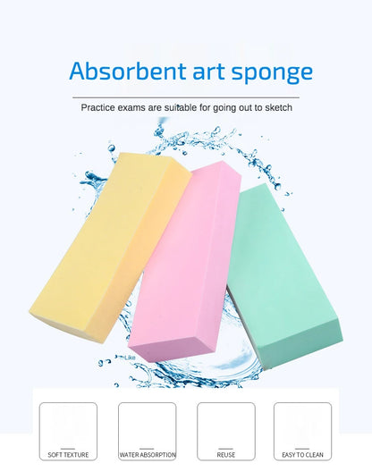 3 pcs Art supplies gouache watercolor sponge absorbent sponge brush Strong water absorption pigment sponge Mixed color send