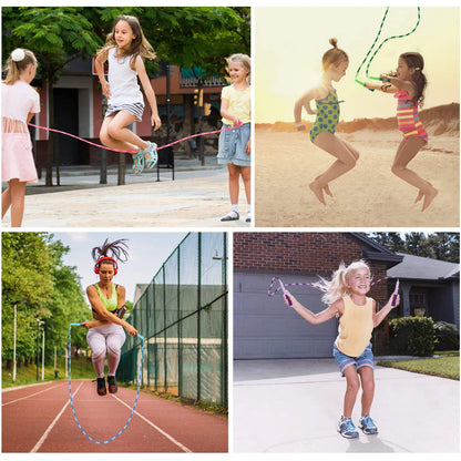 Tangle-Free Segmented Beaded Jump Rope For Kids Fitness Skipping Rope For Men and Women Adjustable Length Weight Loss