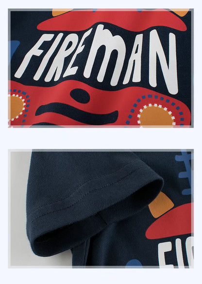 Baby Boys Clothes T-Shirts for 1 2 3 4 5 6 7 8 Years 100% Cotton Short Sleeve Car Bus Fire Truck Cartoon  Kids Summer Clothing