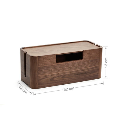 Cable Organizer Management Black Walnut Wood Storage Box Dustproof Junction Box Desktop Clip Holder For TV Box Organizer Shelf