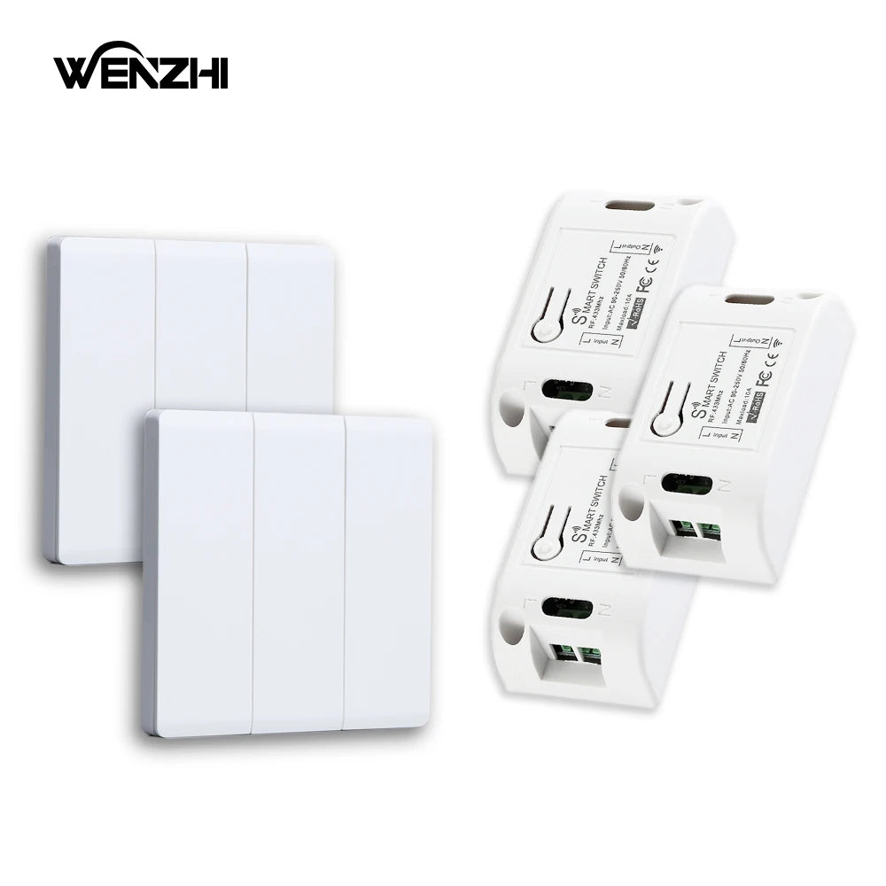 Smart Switch Light DIY Module Receiver 433 Mhz 86 Type Portable RF Wireless Relay Power Remote Control 220V  Wall Panel Buttons