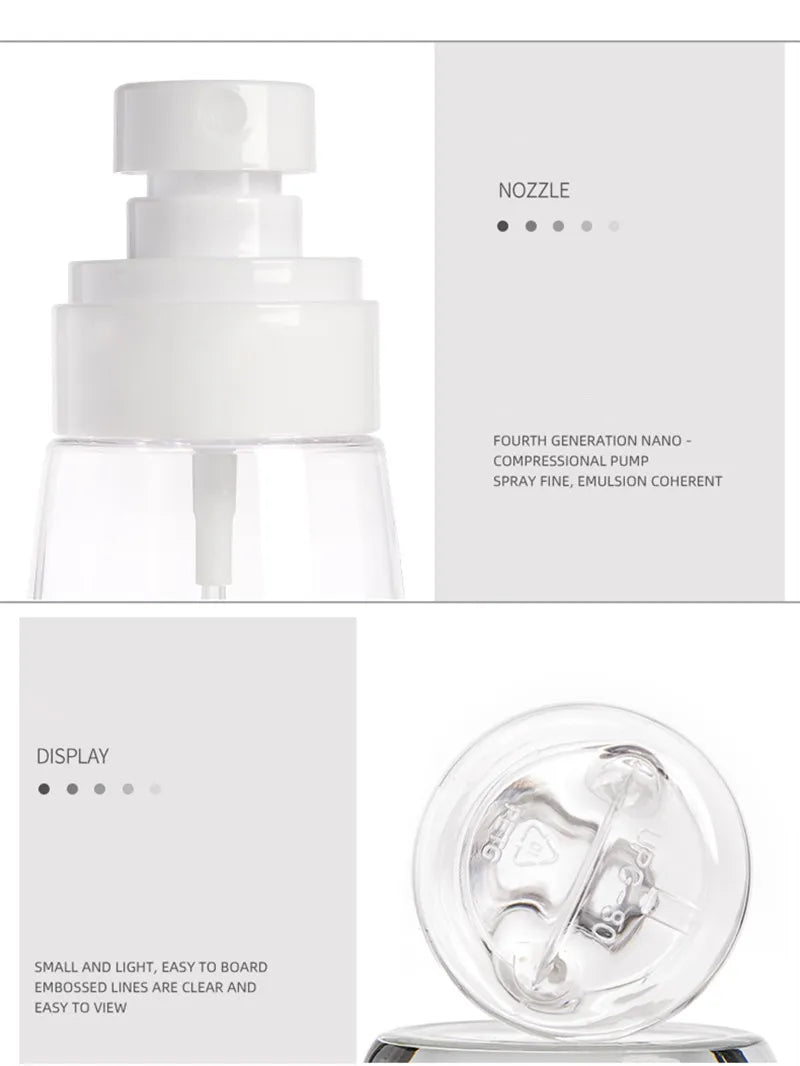 30ml 60ml 100ml UPG Fine Mist Spray Bottle Plastic Bottl Lotion Pump Travel Perfume Water Bottles Refill